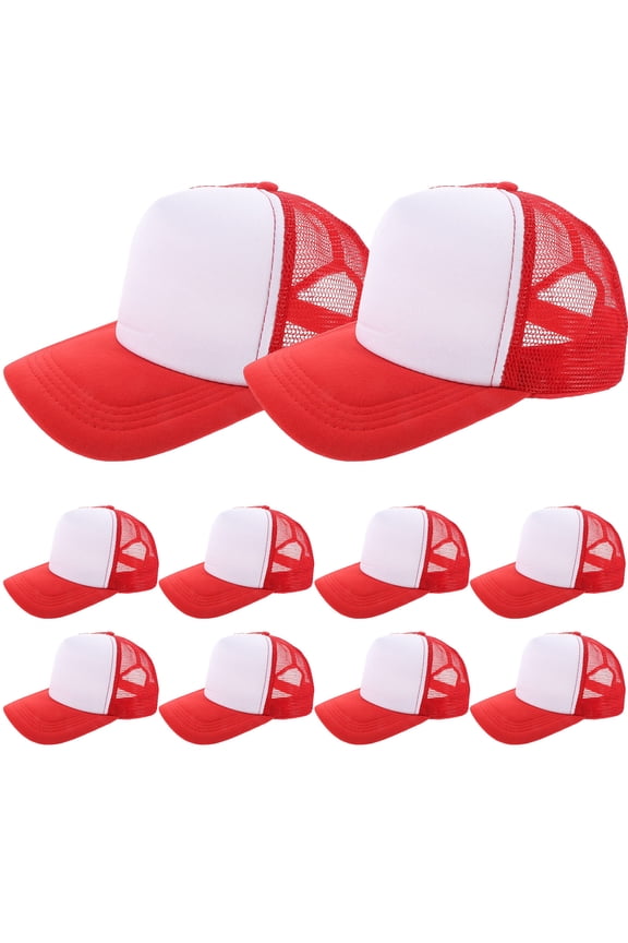 10pcs Red Sublimation Blank Baseball Hats Men Women DIY Printing