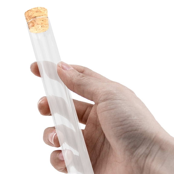 PAMINGONO 10Pcs Transparent Borosilicate Glass Test Tubes with Cork Stoppers for Lab Experiments