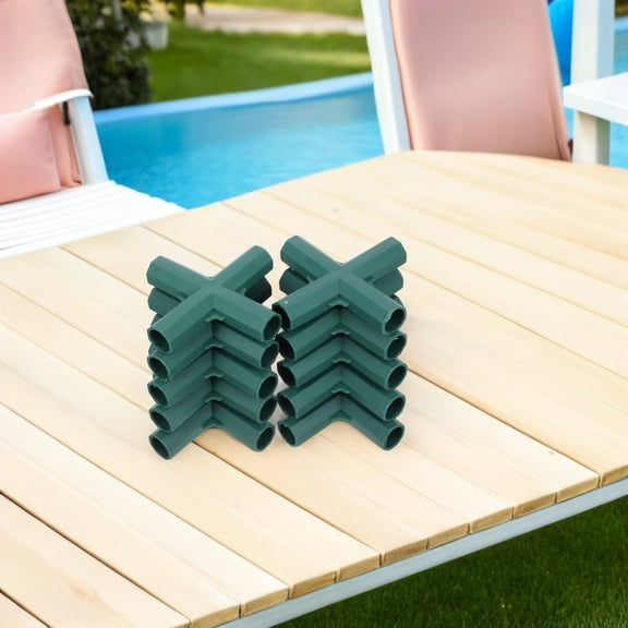 PAMINGONO 10Pcs Weather Resistant Green PVC Pipe Cross Fitting for Garden Pole and Irrigation Tubing