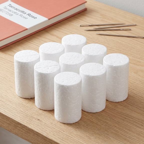 PAMINGONO 10Pcs White Foam Cylinders for Diy Craft Bases and Indoor Decorations All Ages