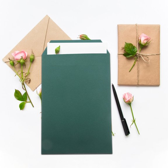 PAMINGONO 10pcs Classic Paper Envelope File Bag for Office Documents, Green