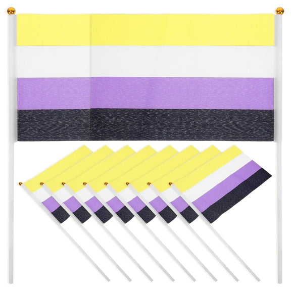 PAMINGONO Small Pride Flags Set, Multi-Color Polyester with Plastic Pole, Fade Resistant, Outdoor Decorative Flags