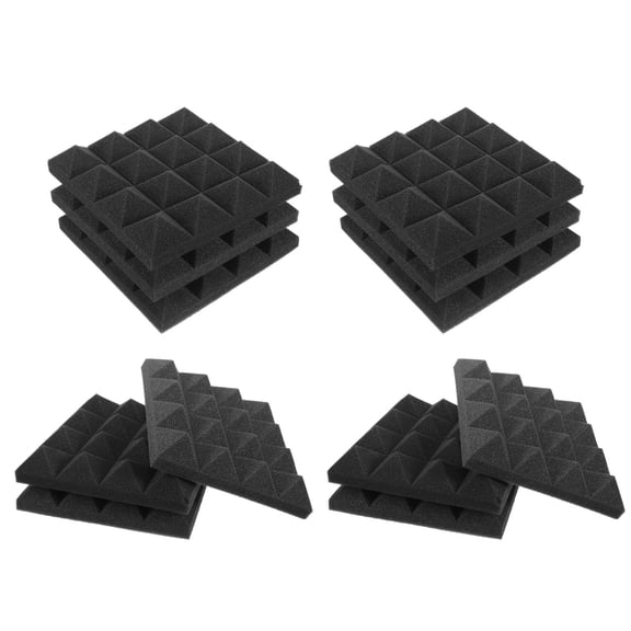 PAMINGONO 12-Pack Black Acoustic Foam Panels for Indoor Soundproofing, Noise Reduction, Studio and Room