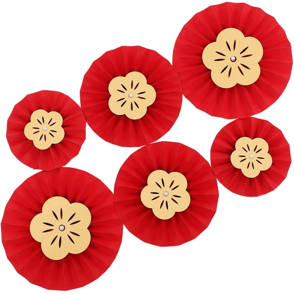 PAMINGONO 12Pcs Paper Fans for Valentine's Day Decor and Party Layout Props