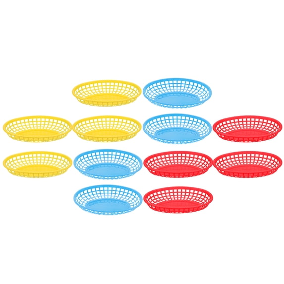 PAMINGONO 12Pcs Reusable Plastic Fast Food Baskets for Fried Chicken French Fries Snacks with Assorted Color