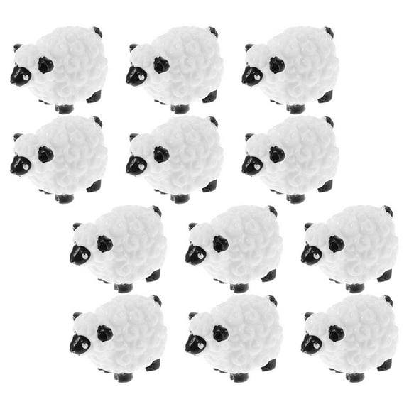 PAMINGONO 12Pcs Mini Sheep Decor White Lamb Figurine Decorative Mini Garden Outdoor Layout