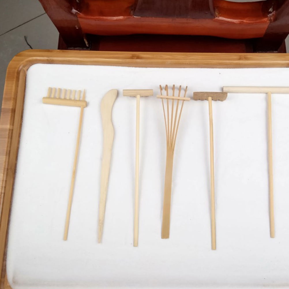 PAMINGONO Miniature Garden Accessories Zen Garden Rake Bamboo 2 Sets ...