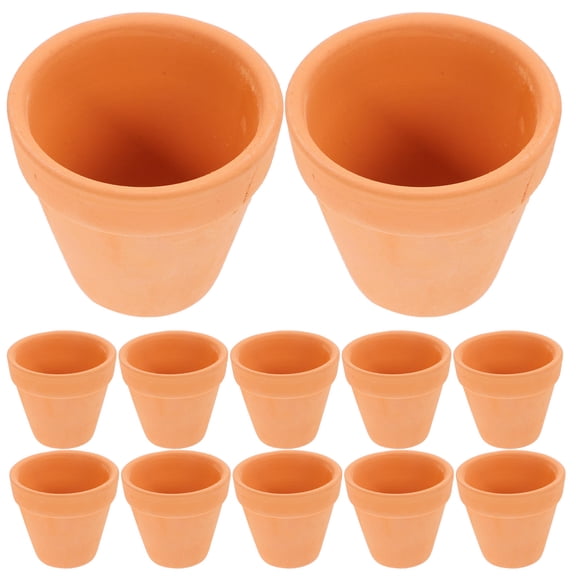 PAMINGONO Set of 12 Mini Terracotta Pots with Drainage Holes, Orange Clay Garden for Indoor and Outdoor Use