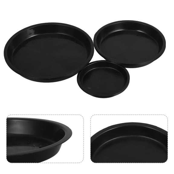 PAMINGONO 12Pcs Black Plastic Plant Saucers with Leak Prevention and Sleek Design for Indoor Pots