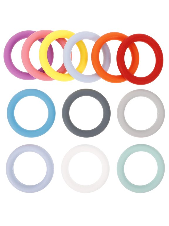 12pcs Silicone round Hoop Decorative Ring for DIY Keychain Bag Charm