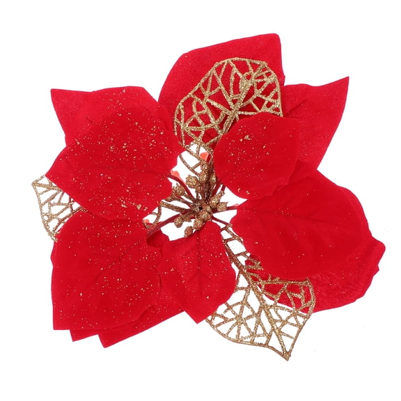 PAMINGONO 15Pcs Artificial Flowers for Decor Outdoor Red Glitter Powder