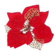 PAMINGONO 15Pcs Artificial Flowers for Decor Outdoor Red Glitter Powder