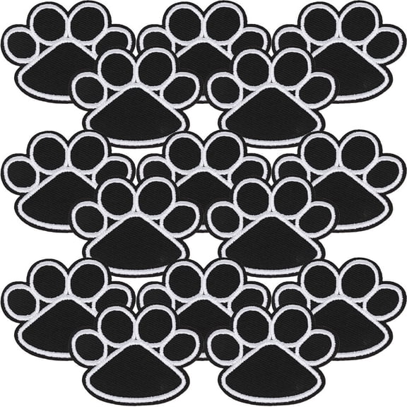 PAMINGONO Embroidered Iron-On Patches Applique Black Cloth 15Pcs for DIY Craft Items