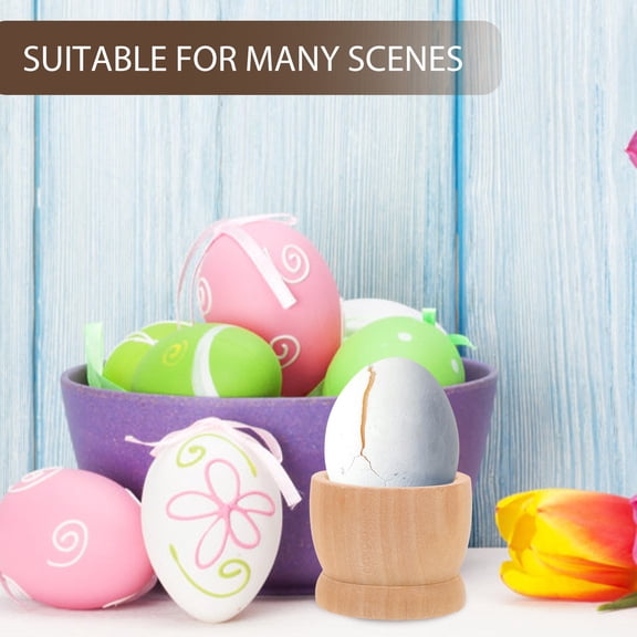 PAMINGONO DIY Unfinished Wooden Egg Cup Beige for Easter Crafts and Decor 15Pcs