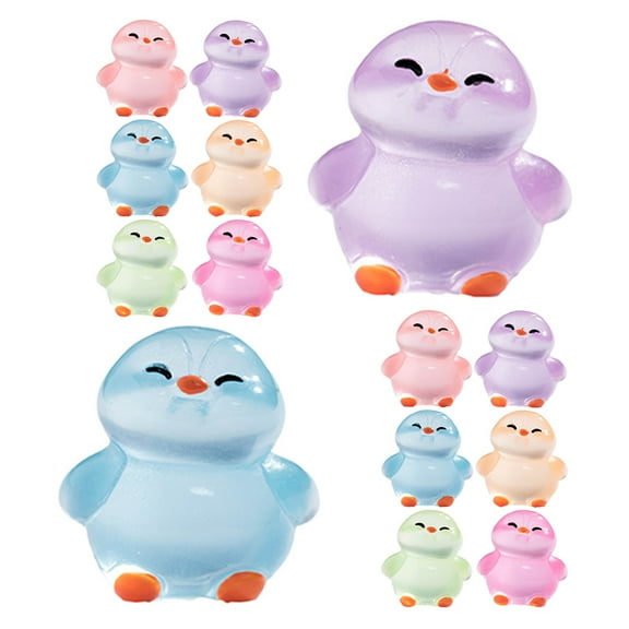 PAMINGONO 18Pcs Glow in The Dark Resin Penguin Figurines Assorted Colors for Home Decor