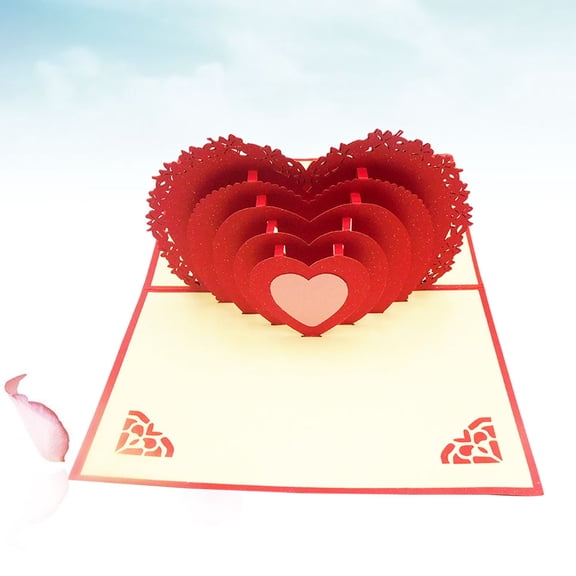 PAMINGONO 1Pack 3D Heart Shape Greeting Cards Red Specialty Paper for Valentines Lovers Birthday present