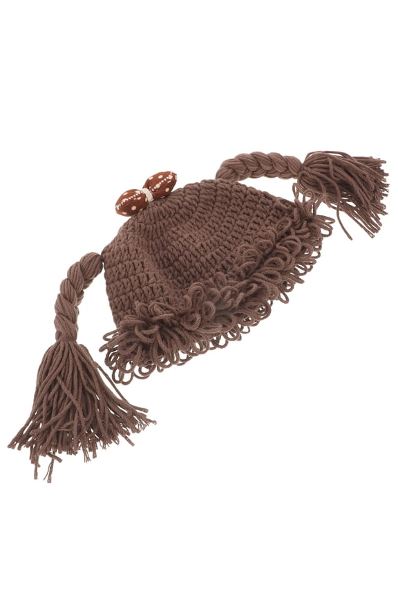 1Pack Baby Beanie Knitted Hat Brown Round Woolen Yarn for Warmth and Photography Infant Toddler Winter Days