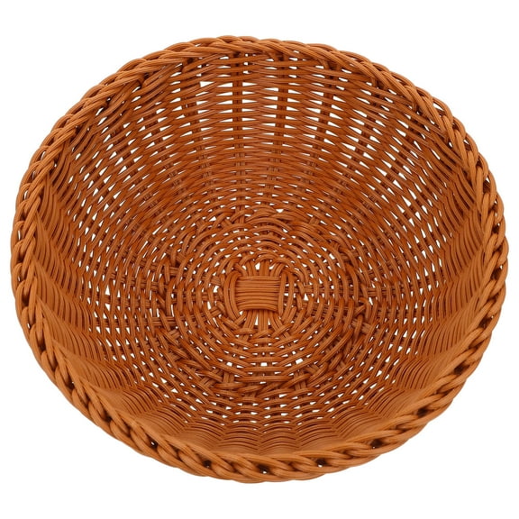 PAMINGONO 1-Pack Woven Plastic Bread Basket for Kitchen and Home Use, Picnic Vegetable Storage Tray, 9.8 x 9.8 x 3.3 inches