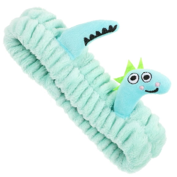 PAMINGONO 1Pack Dinosaur Headband Cartoon Dinosaur Shape Green Coral Fleece Hair Accessory for Face Washing Spa