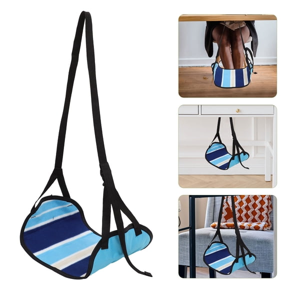 PAMINGONO 1Pack Footrest Hammock Royal Blue Stripes Feet Relaxation for Frequent Travelers 18.86X9.43X0.39in