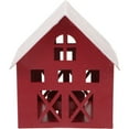 thumbnail image 1 of PAMINGONO 1Pack House Ornament Miniature Design Metal Houses For Candles Dark Red 11.8X2.6X4.7in Iron Tabletop Decor, 1 of 8