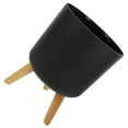 thumbnail image 1 of PAMINGONO 1Pack Modern Minimalist Grey Abs Flower Pot With Wooden Stand For Home 11.4X8.1X8.1in, 1 of 8