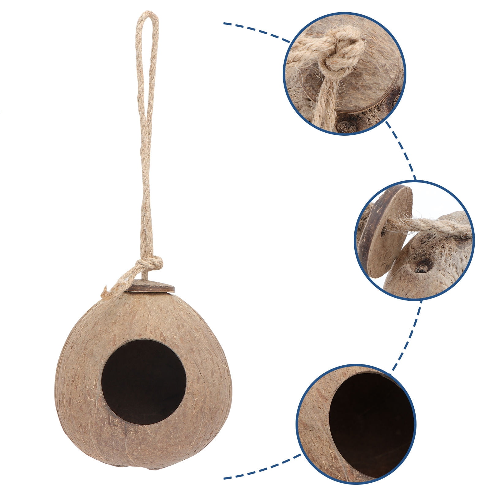 PAMINGONO 1Pack Natural Coconut Shell Bird House for Parrot and Lark 5 ...