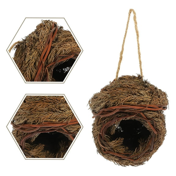 PAMINGONO Woven Bird Nests Hand Woven Hanging Bird Hut from Cedar Leaves for Outdoor Use 1Pcs