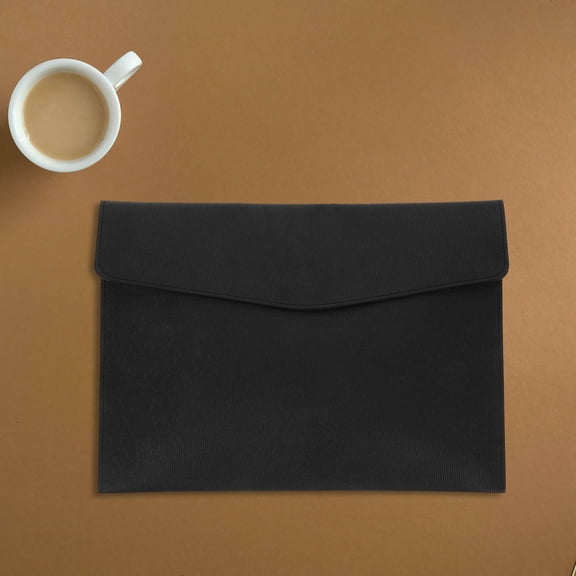 PAMINGONO Black Faux Document Pouch, Impact Resistant File Holder for Daily Office and Home Use
