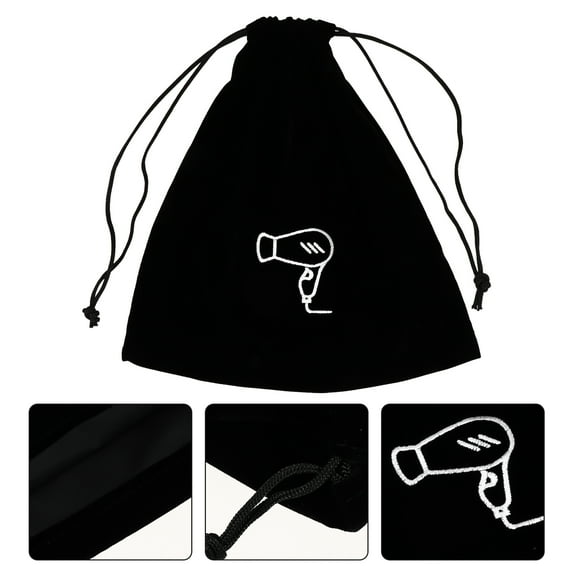 PAMINGONO 1Pack Rectangular Flannel Hair Dryer Storage Bag 30x26cm Drawstring Closure Travel Accessory Organizer