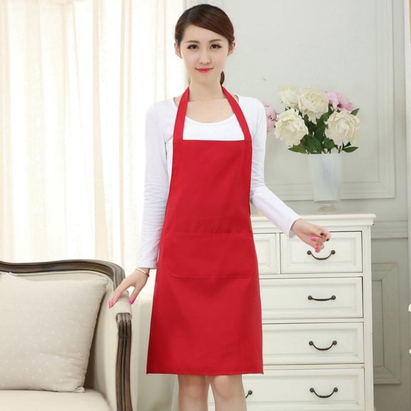 PAMINGONO 1Pack Red Bakers Apron with Storage Pocket for Cooking and Cleaning