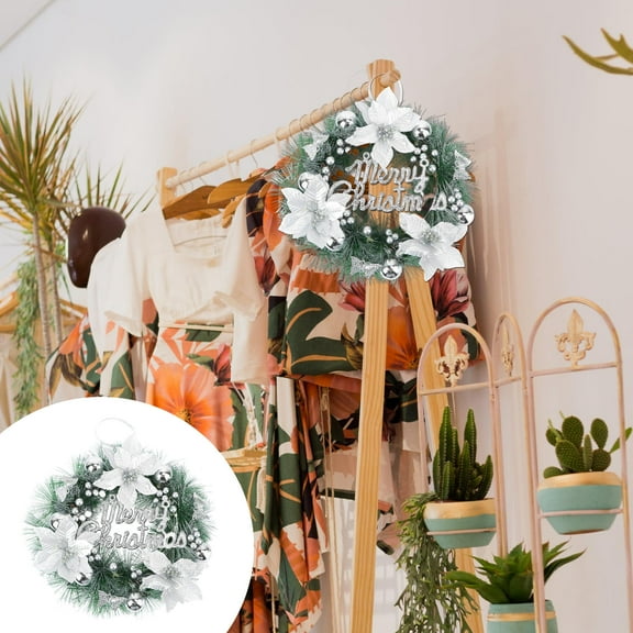 PAMINGONO 1Pack Silver Christmas Wreath Circular PVC for Christmas Elements Design