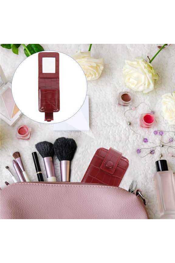 1Pack Small Makeup Pouch Red Lipstick Case for Women Going Out and Traveling