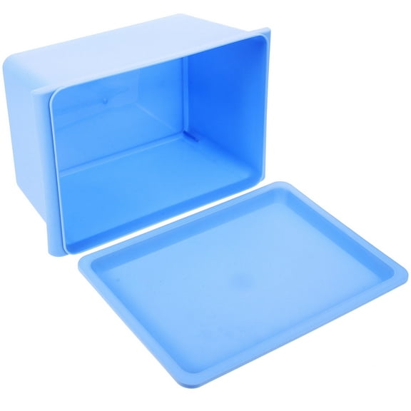 PAMINGONO 1Pack Small Plastic Storage Box Blue Rectangle PP Material Stackable Easy to Clean Office Use
