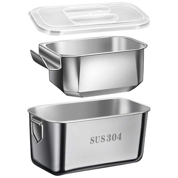 PAMINGONO 1Pack Stainless Steel Container Silver Rectangular Shape Modern Sleek Design for Indoor and Outdoor Use