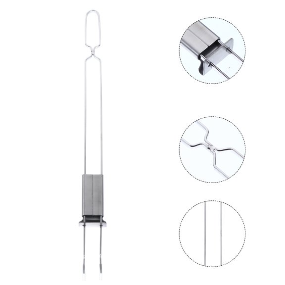 PAMINGONO 1Pack Stainless Steel U-Shaped BBQ Fork for Food Meat Barbecue Tool 11.8x1.1x0.8in