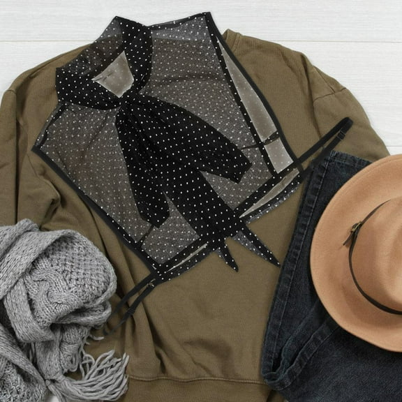 PAMINGONO Layering Faux Collar Chiffon 1Pcs Black for Various Occasions