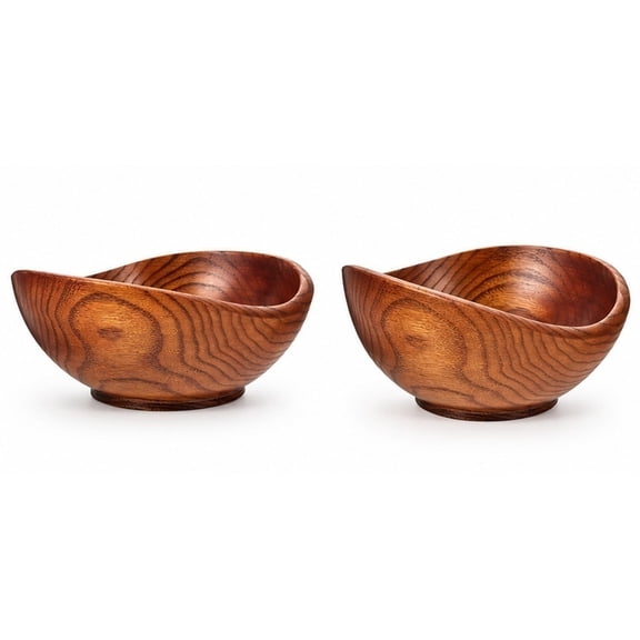 PAMINGONO 1Pack Wood Fruit Bowl Brown Round Smooth Edges 7.86X7.47X2.95in