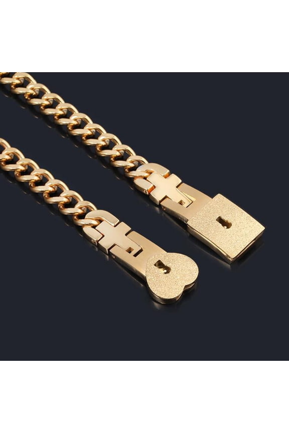 Golden Lock Key Couple Bangle Stainless Steel Easy to Wear for All Occasions