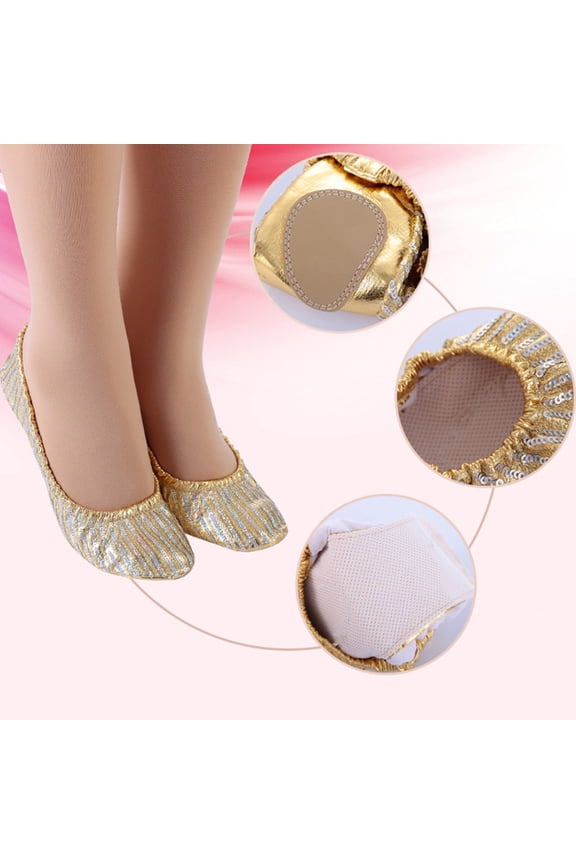 1 Pair Golden Yoga Shoes Breathable Non- Comfortable Ballet Flats for Women and Girls