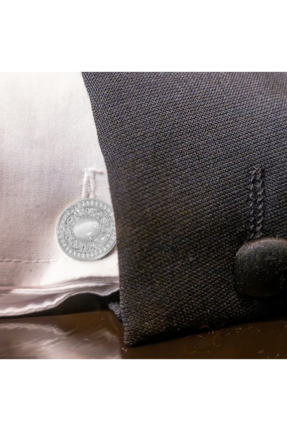 1Pair Elegant Copper Cufflinks with Rhinestone Accent for Mens Formal Suit Accessories