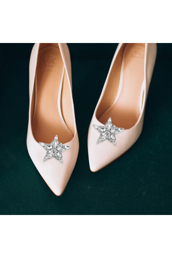 1 Pair Rhinestone Star Shoe Buckle Clips for Shoe Accessories, Wedding Decor, and Craft Embellishments