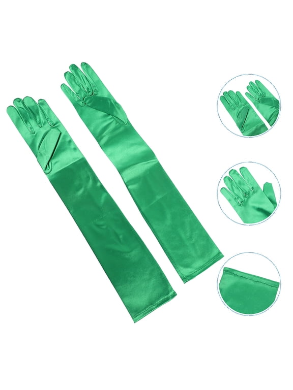 St Patrick's Day Long Gloves Green Polyester Special Occasion Gloves