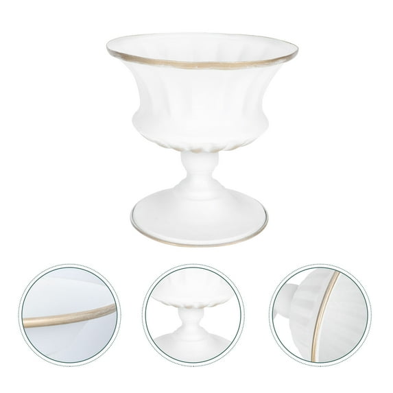 PAMINGONO 1Pc White Metal Flowerpot Decorative Vase for Home Desktop Flower Arrangement and Garden Use