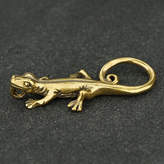 PAMINGONO 1Pc Gecko Room Decor Golden Brass For Desktop Decor And Tea Ceremony