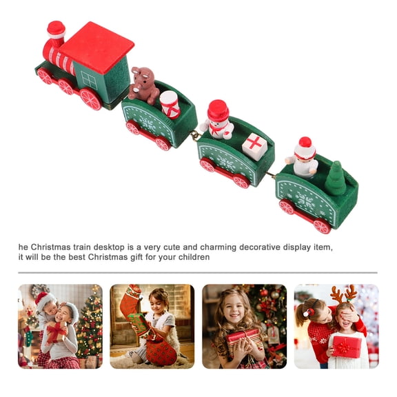 PAMINGONO Mini Wooden Train Toy for Kids, Red and Green Small Decorative Train, 7.9 x 1.6 x 1 Inch, Perfect for Play and Display