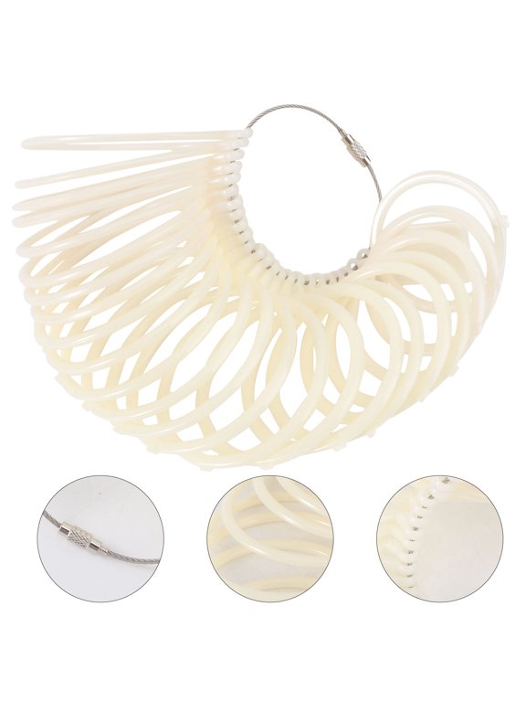1 Pc Plastic Sizer Gauge for Adults, Beige Finger Measuring Tool with Precise Size Markings for Use