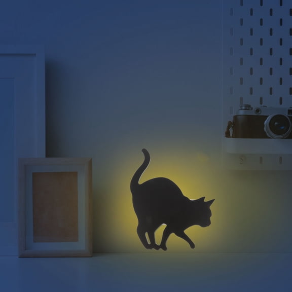 PAMINGONO 1Pc Black LED Cat Wall Night Light e or with Light Control Function