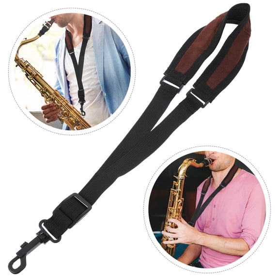 PAMINGONO 1Pc Universal Saxophone Belt Coffee Color Comfortable Load Bearing Adjustable Strap