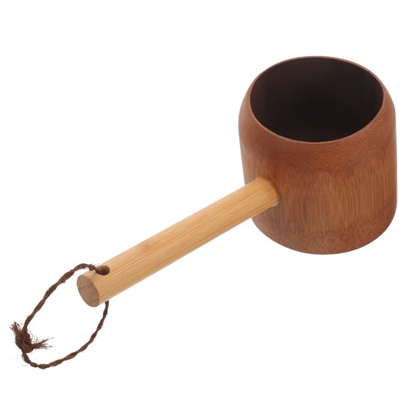 PAMINGONO Wooden Dipper Spoon with Comfortable Ergonomic Handle for Bathing, Watering Plants, and Household Use - 1 Piece Scoop